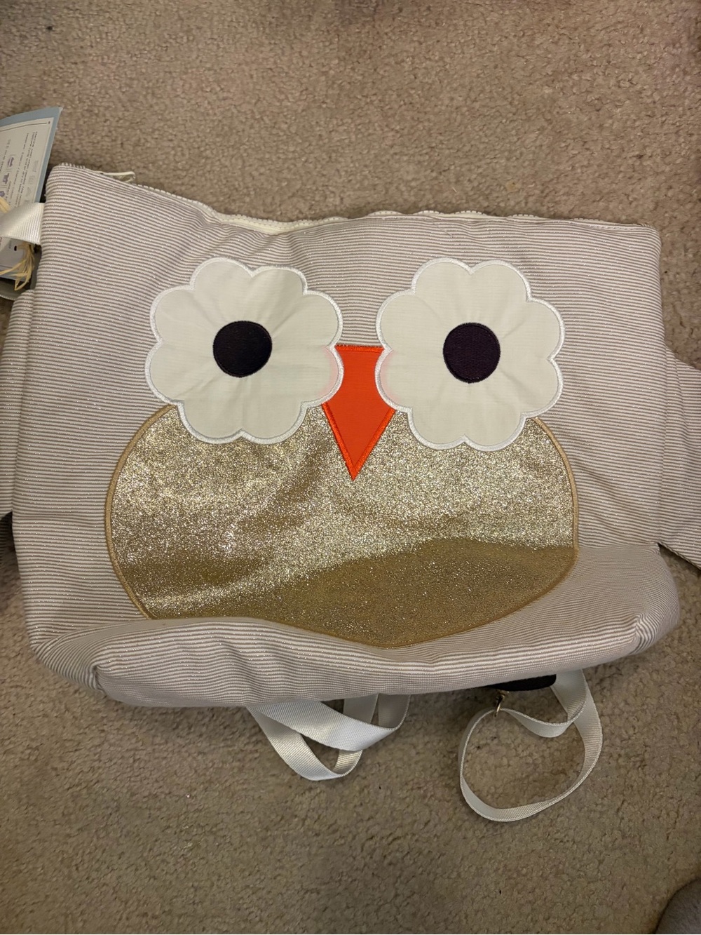 Toddler owl cream off white wet and dry backpack